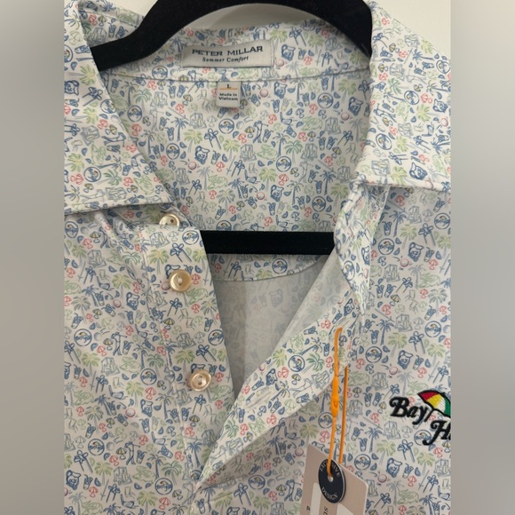 Peter Millar summer comfort golf polo bay hill with sun protection. Size L. - Picture 3 of 5
